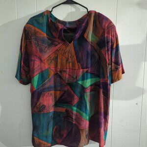 Pierre Lamonte Vintage Padded Shirt & Long Skirt Multicolored Set - Size 12 #E